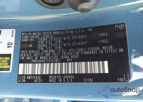 2026 Toyota Corolla Cross Le из США, поврежденный, VIN 7MUCAAAG1TV167857